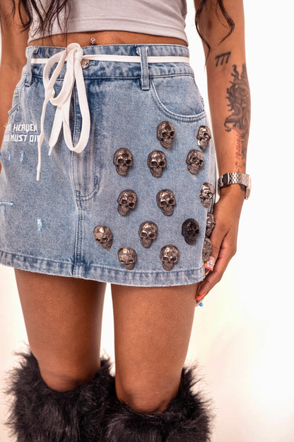 "Sacrifices" Denim Skirt